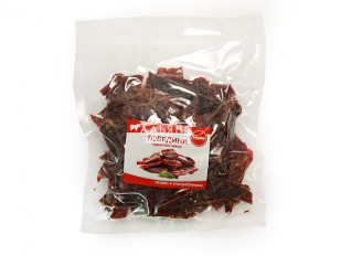 Деревенские гренки с аджикой: Говядина вяленая (строганина)